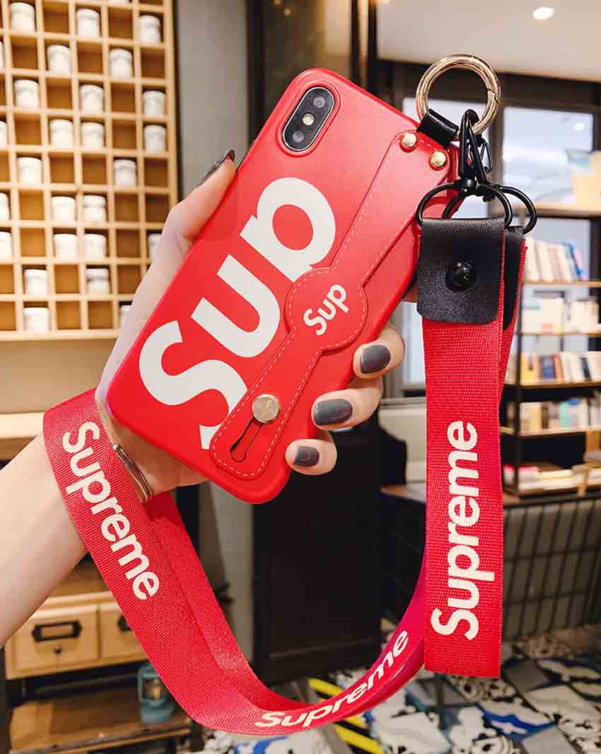 ストラップ付き iphonexs/xs maxカバー supreme