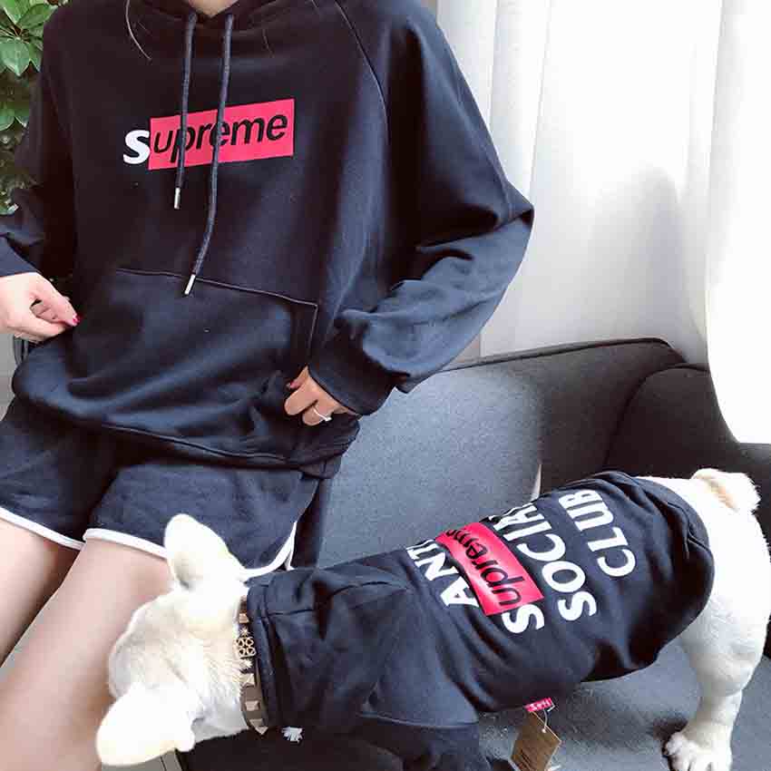 Supreme 犬と親子服 パーカー 秋冬 お飼い主とのペアルック