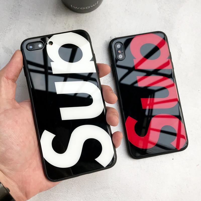 iPhoneXs/Xrカバー supreme ガラス背面