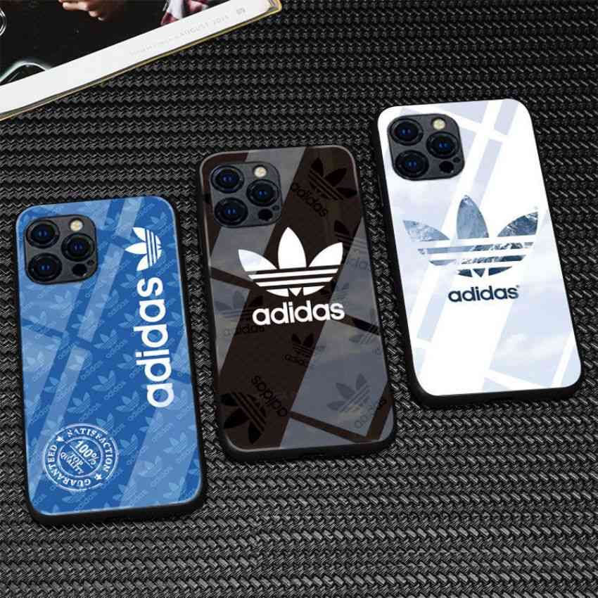 adidas アイフォン12miniケース ガラス背面