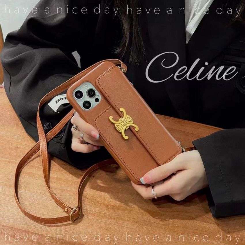 セリーヌ iphone15/14 pro maxケース ネックストラップ CELINE