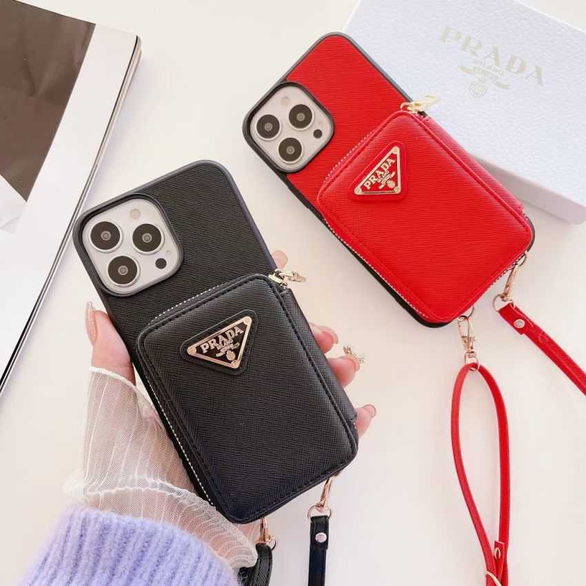 prada iphone14pro maxカバー 小銭入れ