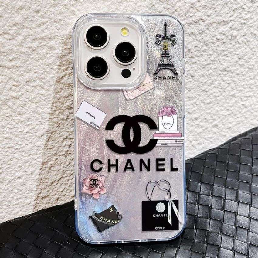 落書き chanel アイフォン15 15プラス カバー