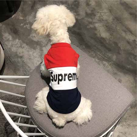 supreme 犬の服 T-シャツ 可愛い シュプリーム チョッキ ペットの服