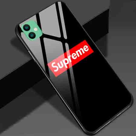 シュプリーム iPHONE 11ケース ガラス背面 SUPREME アイフォン11pro 
