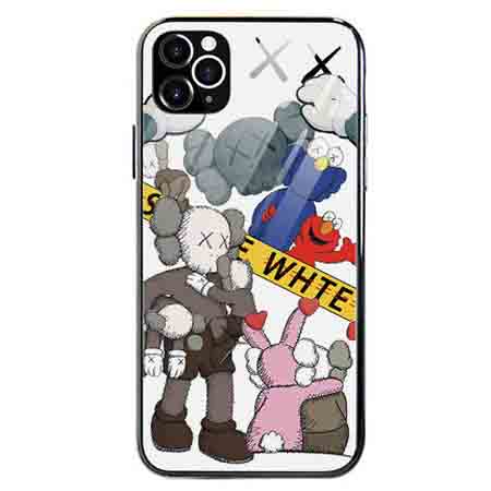 セサミストリートⅹカウズ iPHONE11 PRO MAXケース ガラス背面アイフォンXr Xsmaxカバー Kaws キャラクター