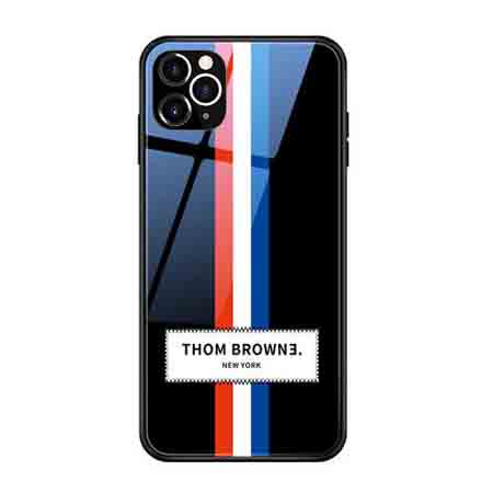 トムブラウン iPHONE 12/11PRO携帯ケース 背面ガラス THOM BROWNE アイフォーンXR テンエスかばー