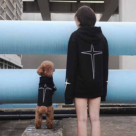 潮流ブランド 犬とペアルック プルパーカー